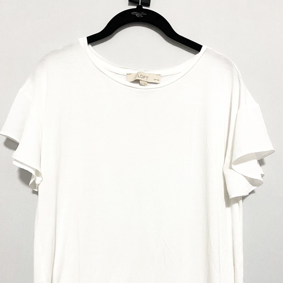 LOFT Crew Neck with Ruffle Sleeve Top - Picture 3 of 6